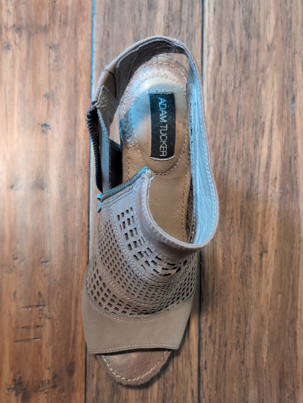 Adam Tucker Taupe Cutout Peep-Toe Booties - Picture 3 of 4